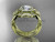 14kt yellow gold diamond leaf and vine, flower engagement ring, wedding ring, with "Forever One" Moissanite center stone and double matching band ADLR89S