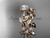 14k rose gold diamond leaf and vine wedding ring, engagement set with "Forever One" Moissanite center stone ADLR59S