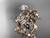 14k rose gold diamond leaf and vine wedding ring, engagement set with "Forever One" Moissanite center stone ADLR59S