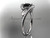 Platinum diamond leaf and vine wedding ring, engagement ring with a Black Diamond center stone ADLR317