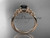 14kt rose gold diamond leaf and vine wedding ring, engagement ring with a Black Diamond center stone ADLR214