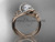 14k rose gold leaf and flower diamond unique engagement ring, wedding ring ADLR369