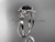 14kt white gold diamond leaf and vine wedding ring, engagement ring with a Black Diamond center stone ADLR89