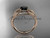 14kt rose gold diamond leaf and vine wedding ring, engagement ring with Black Diamond center stone ADLR75