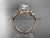 14k rose gold leaf and flower diamond unique engagement ring, wedding ring with a "Forever One" Moissanite center stone ADLR373