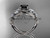 14kt white gold diamond floral, leaf and vine wedding ring, engagement ring with Black Diamond center stone ADLR69