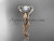14kt rose gold diamond leaf and vine wedding ring, engagement ring with "Forever One" Moissanite center stone ADLR64