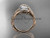14kt rose gold diamond leaf and vine wedding ring, engagement ring with "Forever One" Moissanite center stone ADLR64