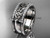 Unique Celtic Wedding Band, 14kt White Gold Trinity Diamond Bridal Ring CT7406B