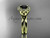 14kt yellow gold diamond celtic trinity knot wedding ring, engagement ring with a Black Diamond center stone CT7330