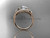 14kt rose gold diamond leaf wedding ring, engagement ring with a "Forever One" Moissanite center stone ADLR334