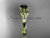 14kt yellow gold diamond celtic trinity knot wedding ring, engagement ring with a Black Diamond center stone CT7240