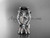 platinum diamond leaf and vine wedding ring, engagement ring with Black Diamond center stone and double matching band ADLR68S