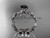 14kt white gold diamond leaf and vine engagement ring with a Black Diamond center stone ADLR209
