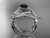 Unique platinum diamond leaf and vine wedding ring, engagement ring with a Black Diamond center stone and double matching band ADLR222S