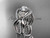 14kt white gold diamond leaf and vine wedding ring, engagement ring with double matching band ADLR90S