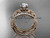 Unique 14kt rose gold diamond flower, leaf and vine wedding ring, engagement ring with a double matching band ADLR221S