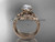 14kt rose gold diamond flower, leaf and vine wedding ring, engagement set with a "Forever One" Moissanite center stone ADLR240S