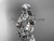 Exquisite Celtic Wedding Ring with Leaves, 14kt White Gold Diamond Engagement Ring CT7124