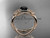14kt rose gold diamond leaf and vine wedding ring, engagement ring with a Black Diamond stone ADLR90