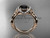 14kt rose gold diamond celtic trinity knot wedding ring, engagement ring with a Black Diamond center stone CT7289