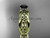 14kt yellow gold celtic trinity knot wedding ring, engagement ring with a Black Diamond center stone CT7171
