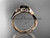 14kt rose gold diamond leaf and vine wedding ring, engagement set with a Black Diamond center stone ADLR78S