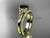 14kt yellow gold diamond celtic trinity knot wedding ring, engagement set with a Black Diamond center stone CT7154S