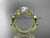 14kt yellow gold celtic trinity knot wedding ring, engagement ring with a "Forever One" Moissanite center stone CT7216
