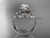 14kt white gold diamond flower, leaf and vine wedding ring, engagement set with a "Forever One" Moissanite center stone ADLR240S