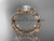 14k rose gold diamond leaf and vine wedding ring, engagement set ADLR59S