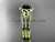 14kt yellow gold diamond celtic trinity knot wedding ring, engagement ring with a Black Diamond center stone and double matching band CT7126S