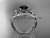 Unique 14kt white gold diamond leaf and vine wedding ring, engagement ring with a Black Diamond center stone ADLR244