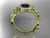 14k yellow gold diamond unique leaf and vine, floral engagement ring with a Black Diamond center stone ADLR327