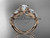 14kt rose gold diamond floral, leaf and vine wedding ring, engagement ring with "Forever One" Moissanite center stone ADLR69