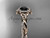 14kt rose gold celtic trinity knot engagement ring, wedding ring with a Black Diamond center stone CT789
