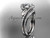 14k white gold diamond leaf and vine wedding ring, engagement set with a "Forever One" Moissanite center stone ADLR317S