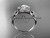 Unique 14kt white gold diamond flower wedding ring, engagement ring with a "Forever One" Moissanite center stone ADLR219