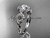 Unique 14kt white gold diamond flower wedding ring, engagement ring with a "Forever One" Moissanite center stone ADLR219