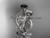 14kt white gold diamond floral wedding ring, engagement ring with a Black Diamond center stone ADLR192