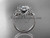 Adorable Platinum Diamond Ring with Cushion Cut Moissanite center stone, Flower Engagement Ring ADLR148