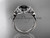 14kt white gold diamond floral wedding ring, engagement ring with a Black Diamond center stone ADLR140