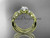 14kt yellow gold diamond leaf and vine wedding ring, engagement set with "Forever One" Moissanite center stone ADLR68S