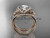 14kt rose gold diamond celtic trinity knot wedding ring, engagement ring with a "Forever One" Moissanite center stone and double matching band CT7155S