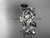 14kt white gold celtic trinity knot engagement set, wedding ring with a Black Diamond center stone CT759S