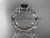 14kt white gold celtic trinity knot engagement set, wedding ring with a Black Diamond center stone CT759S