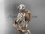 14k rose gold diamond leaf and vine wedding ring set, engagement ring set with "Forever One" Moissanite center stone ADLR31S