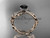 14kt rose gold diamond celtic trinity knot wedding ring, engagement ring with a Black Diamond center stone CT7270