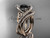 14kt rose gold diamond celtic trinity knot wedding ring, engagement set with a Black Diamond center stone CT7369S