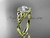 14kt yellow gold diamond celtic trinity knot wedding ring, engagement ring with a "Forever One" Moissanite center stone CT7328